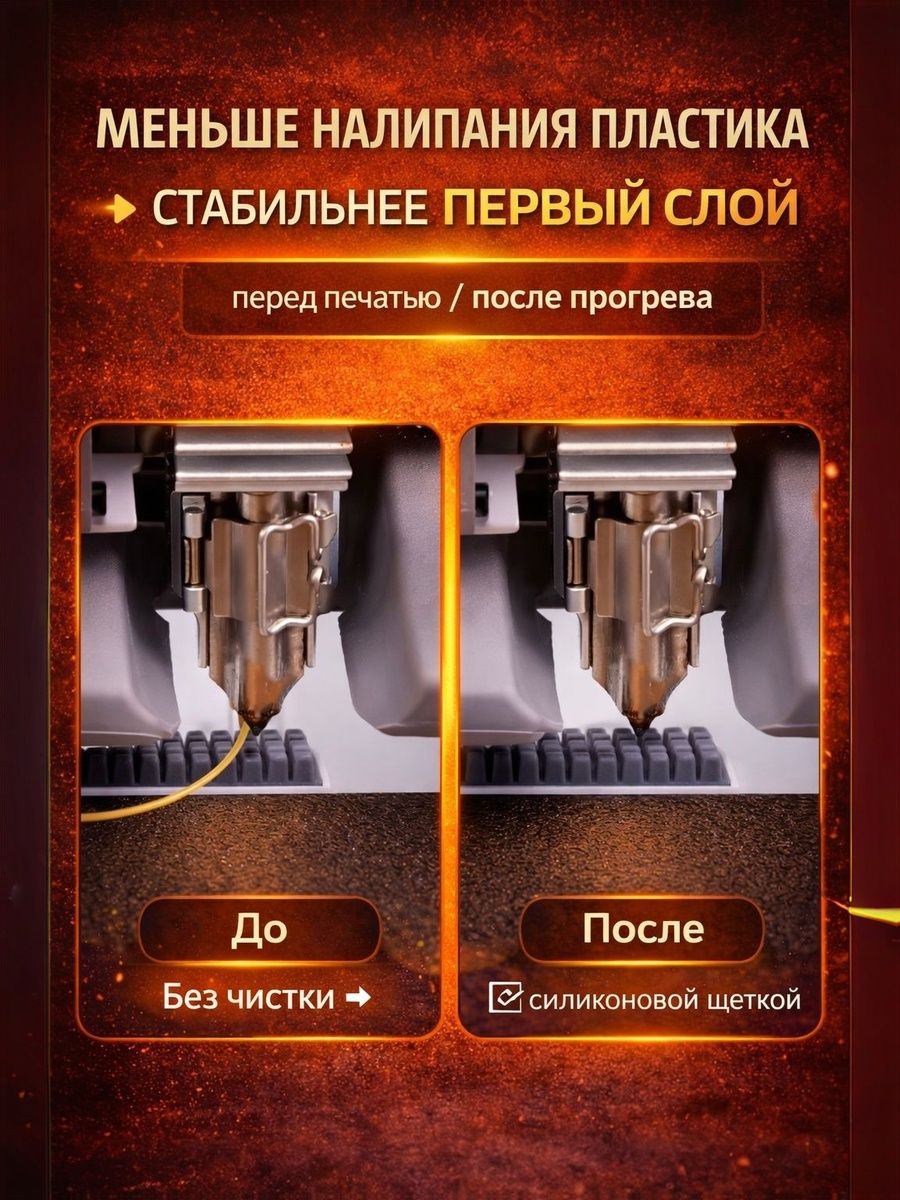 Набор силиконовых щёток для 3D принтера Bambu A1/A1 mini для чистки сопла. Комплект 2 шт.