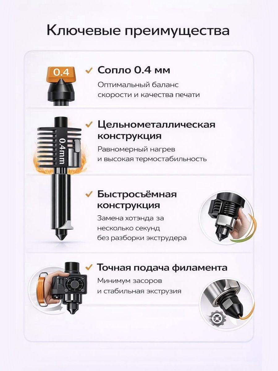 Хотэнд для 3D принтера Bambu Lab A1, A1 mini Hotend