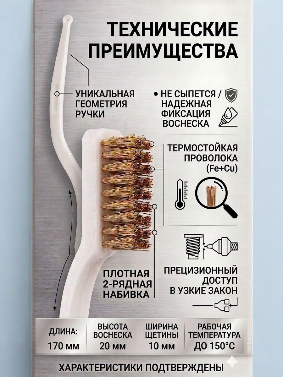 Щетка металлическая для чистки сопла и хотенда 3D принтера Корщетка