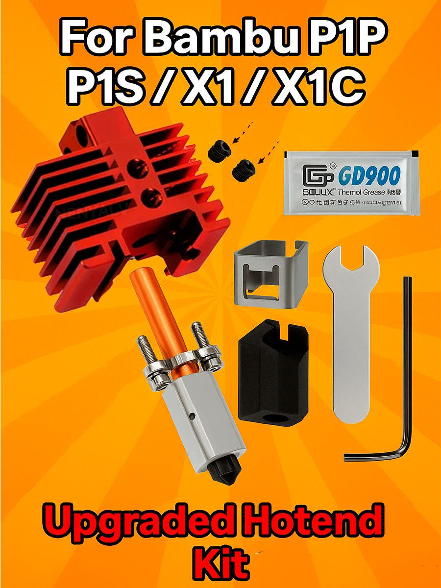 Обновленный Hotend для Bambu Lab P1/P1P , X1/XC Хотенд в сборе 0,4 мм